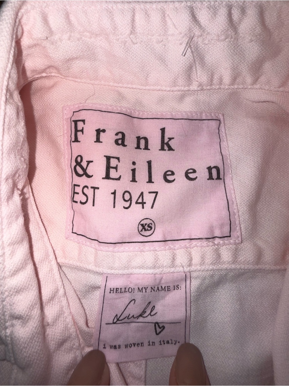 Frank & Eileen. Luke Oversized Distressed Button Down. Pink. Size XS. - Picture 5 of 12